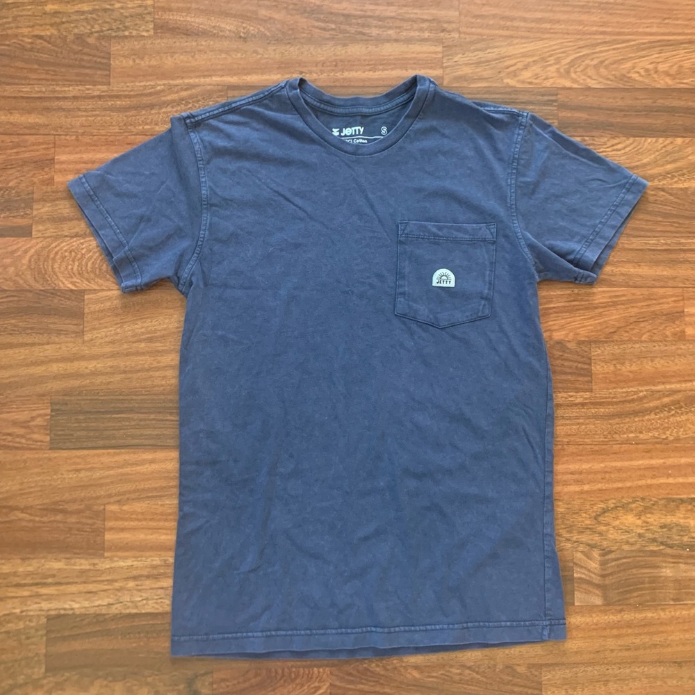 Jetty Men’s T-Shirt Small 100% BCI Cotton Navy Chest Pocket Casual RN 158050